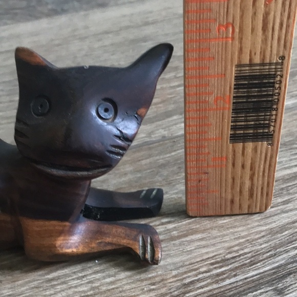VTG Mid century modern hand carved wooden cat sculpture. Retro MCM - Picture 9 of 10